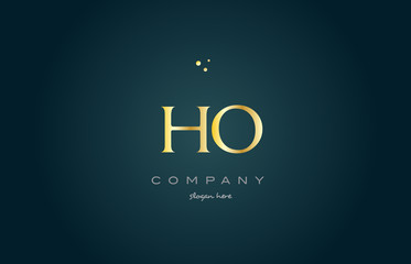 ho h o  gold golden luxury alphabet letter logo icon template