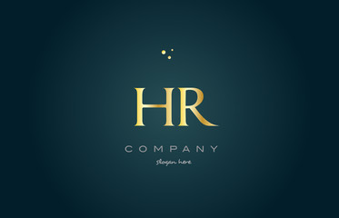 hr h r  gold golden luxury alphabet letter logo icon template