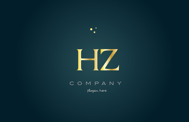 hz h z  gold golden luxury alphabet letter logo icon template