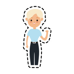 young pretty woman with short hair cute cartoon icon image vector illustration design 