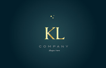kl k l  gold golden luxury alphabet letter logo icon template
