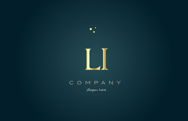 li l i  gold golden luxury alphabet letter logo icon template