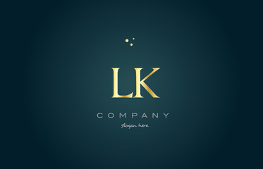 lk l k  gold golden luxury alphabet letter logo icon template