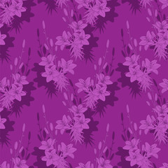 Seamless vector floral pattern texture with lilies on violet background