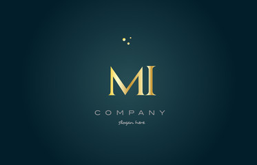 Fototapeta premium mi m i gold golden luxury alphabet letter logo icon template