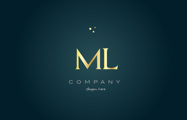 ml m l  gold golden luxury alphabet letter logo icon template