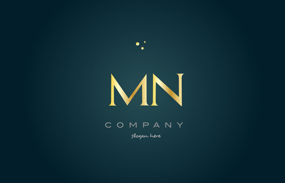 mn m n  gold golden luxury alphabet letter logo icon template