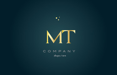 mt m t  gold golden luxury alphabet letter logo icon template - obrazy, fototapety, plakaty