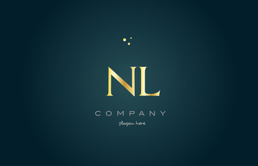 nl n l  gold golden luxury alphabet letter logo icon template