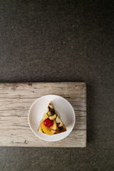 fruits cake on wooden top view