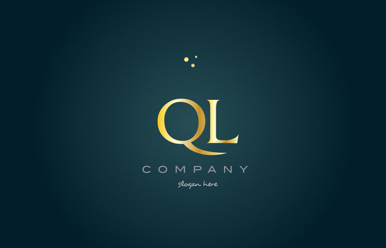ql q l  gold golden luxury alphabet letter logo icon template