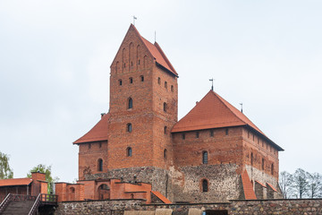 Fototapeta na wymiar Inner yard of Castle in Trakai. Lithuania 