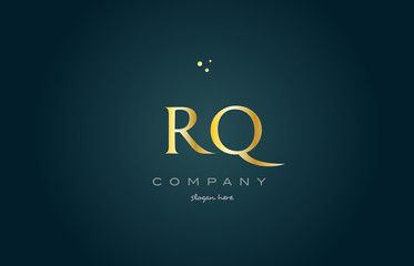 rq r q  gold golden luxury alphabet letter logo icon template