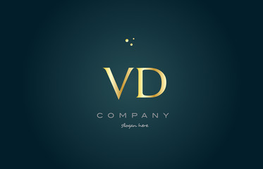 vd v d  gold golden luxury alphabet letter logo icon template