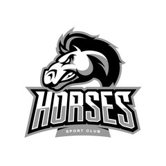Furious horse sport club vector logo concept isolated on white background. Professional team badge design.
Premium quality wild stallion animal t-shirt tee print illustration