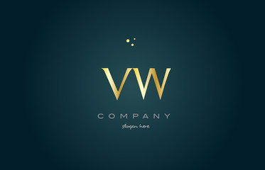 v w gold golden luxury alphabet letter logo icon template