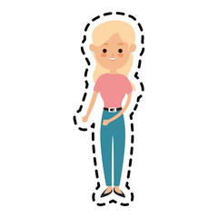 young pretty woman with long hair  cute cartoon icon image vector illustration design 