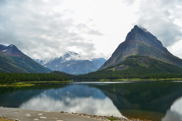 Fototapeta na wymiar Swiftcurrent Lake in Glacier National Park, Montana, USA
