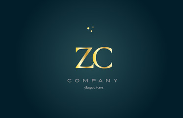 zc z c  gold golden luxury alphabet letter logo icon template