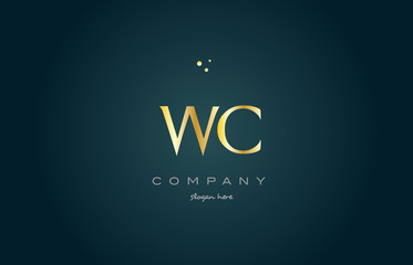 wc w c  gold golden luxury alphabet letter logo icon template