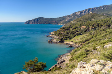 panoramic view from Porto Ercole, tuscany, italy