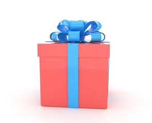 gift box with bows isolated on white. 3d rendering.