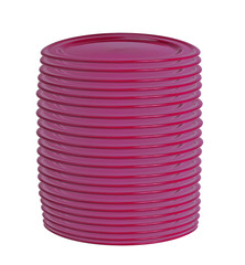 Many colorful plates isolated on white