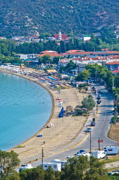 Bay of small greek village Toroni and it's beach at Sithonia, Greece