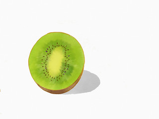 a fresh kiwi section with unique watercolor texture, one of the watercolor section series.