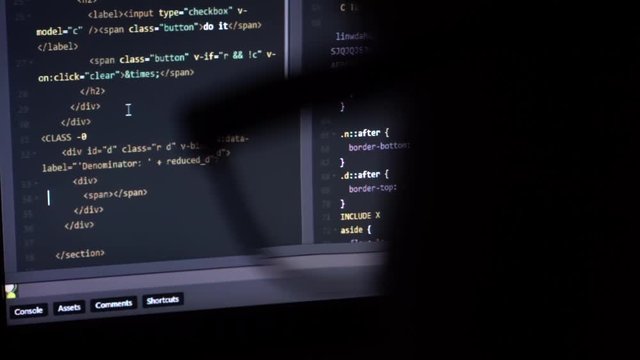 Programming code running down through glasses