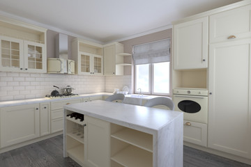 bright kitchen in the style of Provence