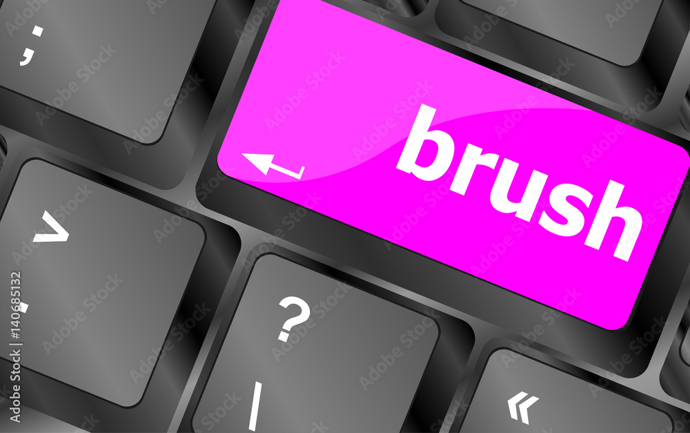 Poster button with brush word on computer keyboard keys