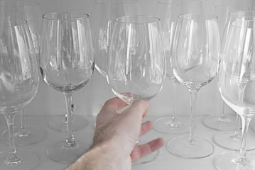 Point of view choosing a wine glass