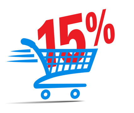Check Out Cart SALE Icon Symbol with 15 Percent