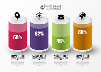 Infographic design template. Columns and percents. Vector