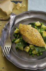 Chicken breast with parmesan and spinach salad