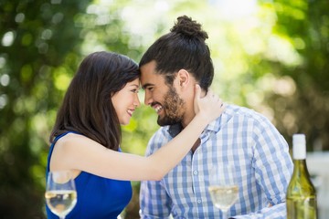 Couple enjoying together in a restaurant