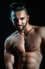 Fototapeta na wymiar handsome muscular macho man with sexy athlete body