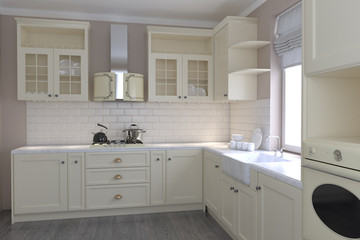 bright kitchen in the style of Provence