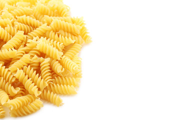 Spiral pasta isolated on a white background