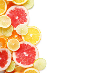 Citrus fruits on a white background