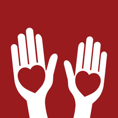 hand giving heart, vector, happy Valentine's Day