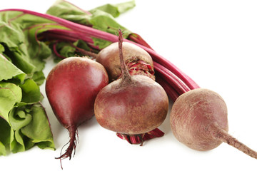 Fresh beets isolated on a white background