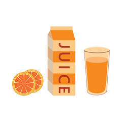 box of juice with glass orange piece text