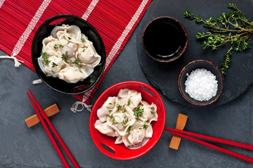 Meat dumplings, Asian style serving