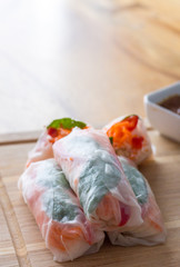 Vegeratian spring roll wtht carrot salad 