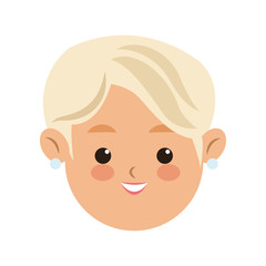 woman face cartoon icon over white background. colorful design. vector illustration