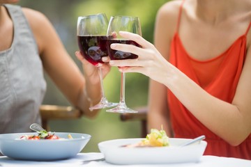 Obraz na płótnie Canvas Friends toasting wine glasses in the restaurant