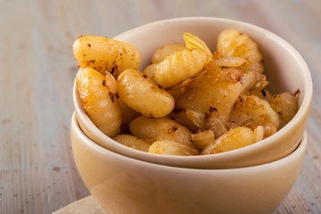 Portion of homemade gnocchi in a bowl