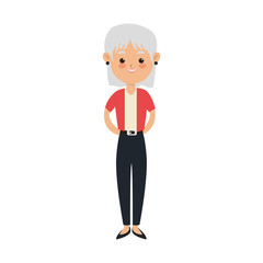 old woman cartoon icon over white background. colorful design. vector illustration